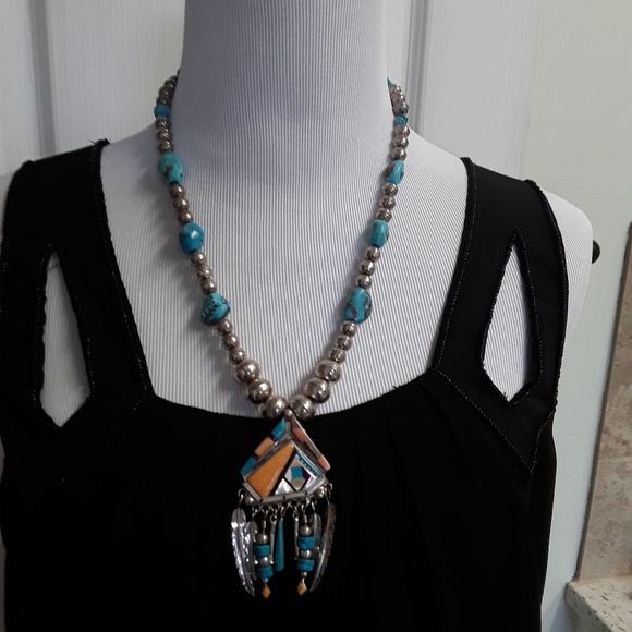 🚫SOLD🚫Vintage STERLING Southwest Necklace - Picture 2 of 7